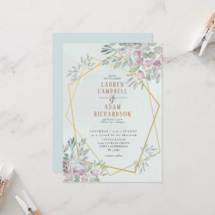 Invitación Boda de líneas de música Eucalyptus Watercolor Geo