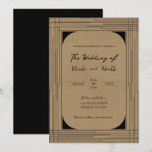 Boda de líneas modernas mínimas Kraft negras