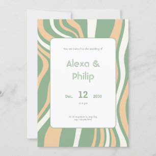 Invitación Boda de líneas verdes y crema vibrantes
