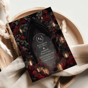 Invitación Boda de Linternas negras y rojas