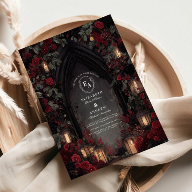Invitación Boda de Linternas negras y rojas (Subido por el creador)