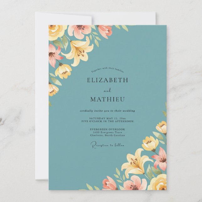 Invitación Boda de Lirio Acuático Polvoriento (Anverso)