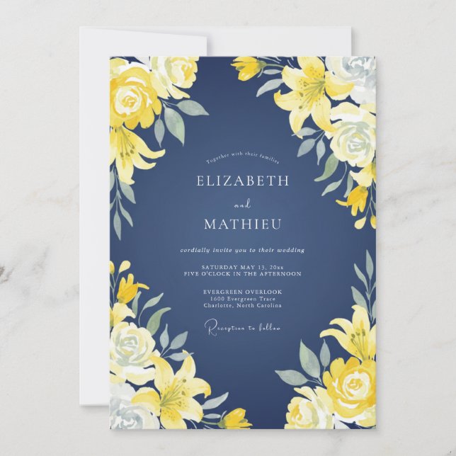 Invitación Boda de Lirio Amarillo de la Marina (Anverso)