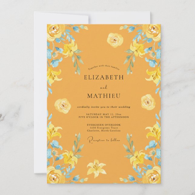 Invitación Boda de Lirio Azul de Marigold (Anverso)