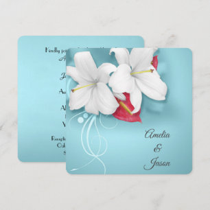 Invitación Boda de Lirio Blanco y Rojo