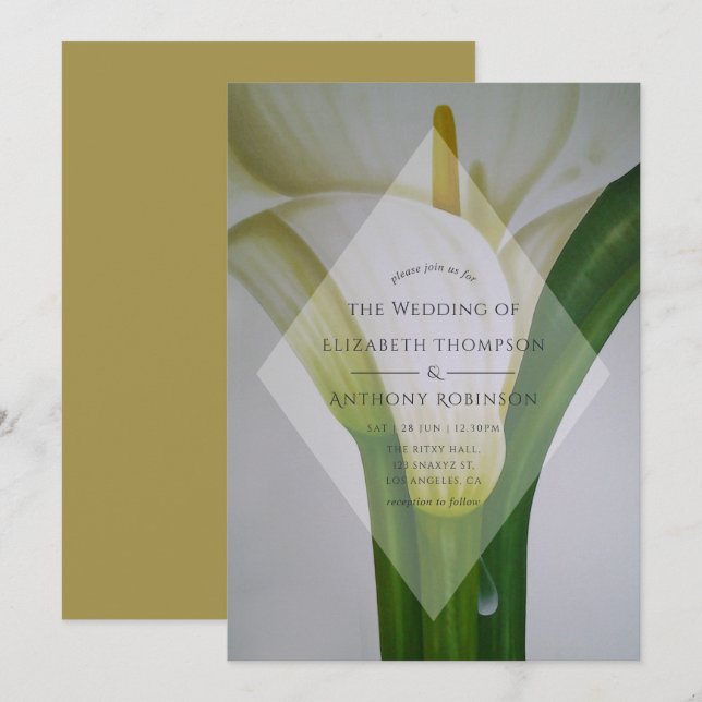 Invitación Boda de Lirio Calla (Anverso / Reverso)