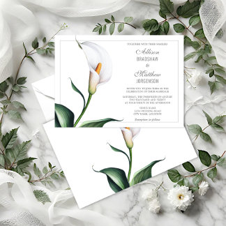 Invitación Boda de Lirio de Calla Blanco Marfil Elegante