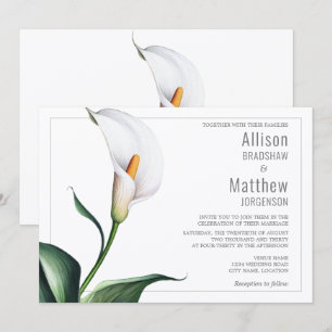 Invitación Boda de Lirio de Calla Blanco Marfil Elegante