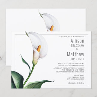 Invitación Boda de Lirio de Calla Blanco Marfil Elegante