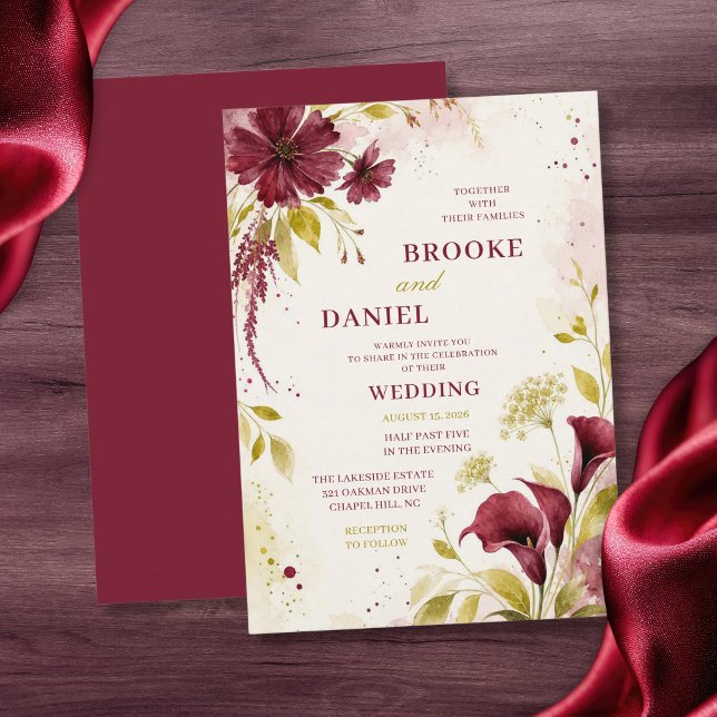 Invitación Boda de Lirio de Calla Cosmos de Borgoña (Subido por el creador)
