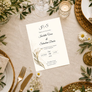 Invitación Boda de Lirio de Calla de Marfil Atemporal