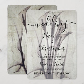 Invitación Boda de lirio de Calla sepia con rayos X rústicos