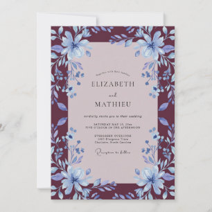 Invitación Boda de Lirio de Periwinkle Borgoña