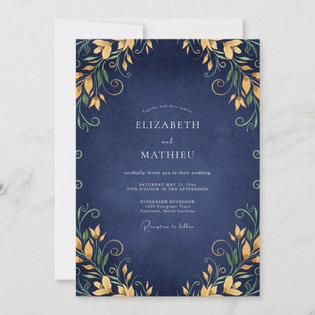 Invitación Boda de Lirio Dorado de la Marina (Anverso)