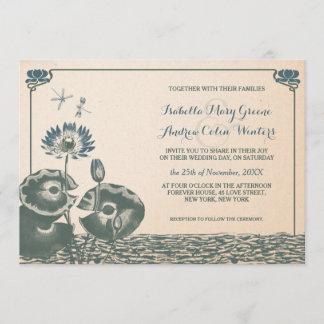 Invitación boda de lirio y libélula