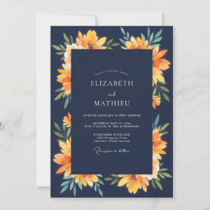 Invitación Boda de lirios ámbar de medianoche