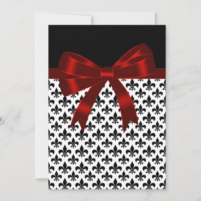 Invitación Boda De Lis de Flor Negra y Roja (Anverso)
