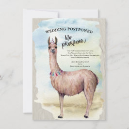 Invitación Boda de Llama Divertida Pospuesta Fecha Acuarela