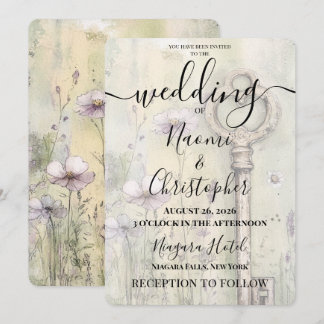 Invitación Boda de Llave Rústica Vintage Personalizada