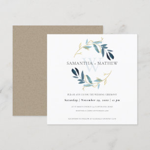 INVITACIÓN BODA DE LLUVIA DE AGUA DE COLOR AZUL ORO