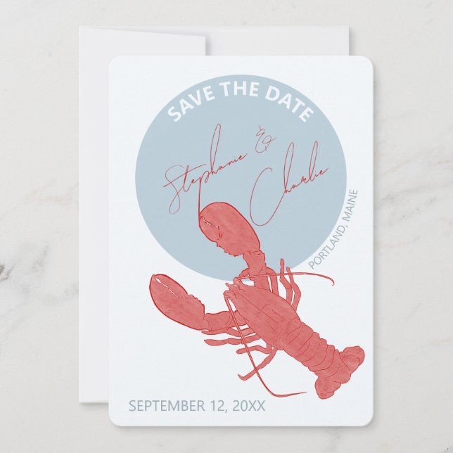Invitación Boda De Lobster Maine Ahorra La Fecha (Anverso)