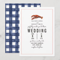 Boda de Lobster Weathered Blue Gingham