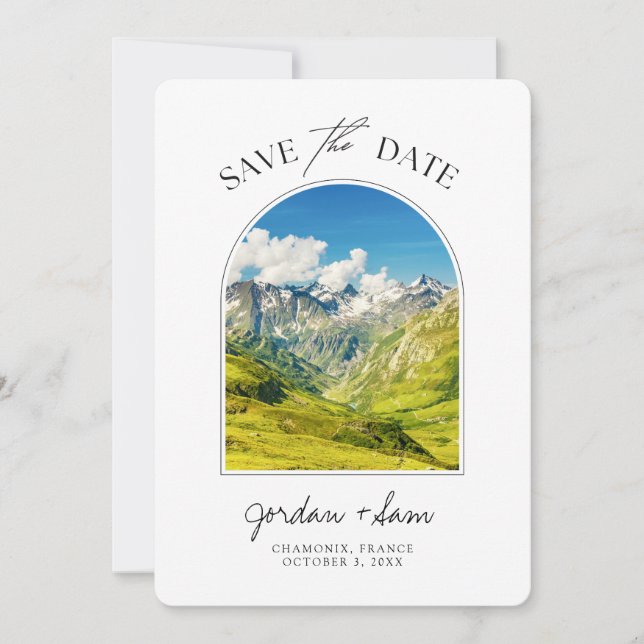 Invitación Boda de los Alpes franceses de Chamonix salva la f (Anverso)
