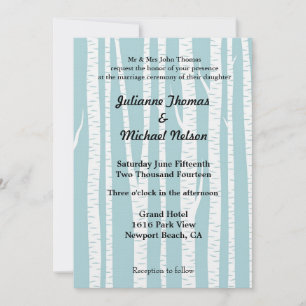 Invitación Boda de los Árboles de Birch Blanco Azul