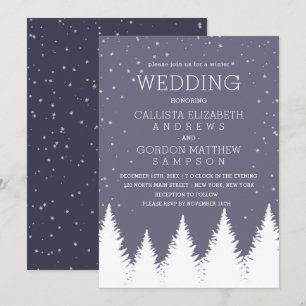 Invitación Boda de los árboles de invierno de la nieve azul q