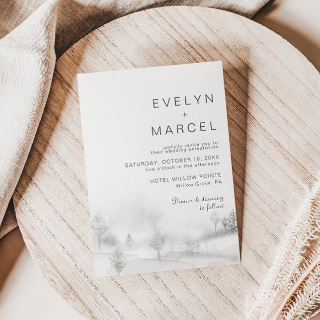Invitación Boda de los bosques de las montañas invernales (Subido por el creador)