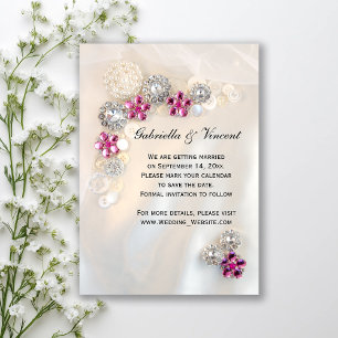 Invitación Boda de los Botones Perla de Diamantes Rosados Gua