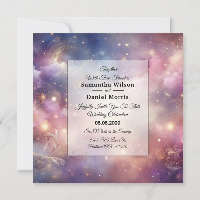 Invitación Boda de los cielos estrafalarios celestiales brill (Anverso)