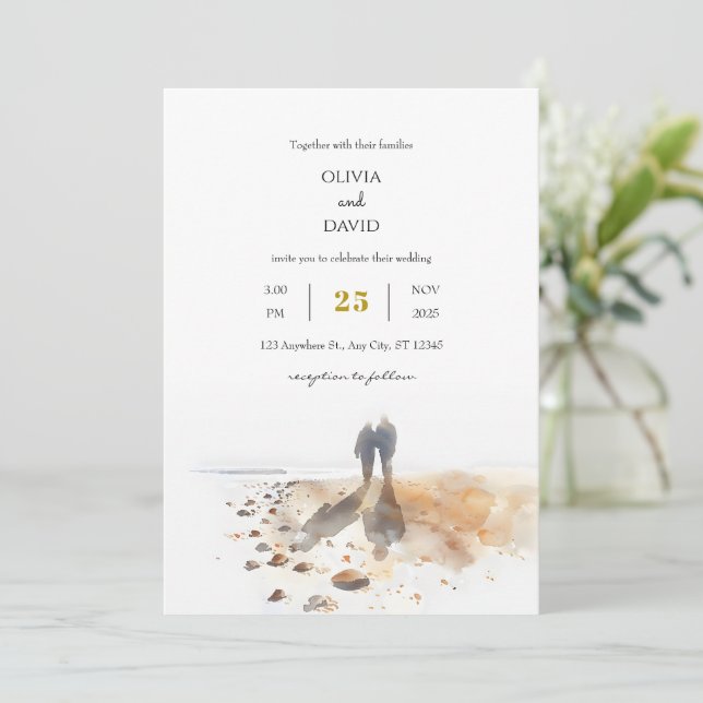 Invitación Boda de los colectores mínimos de la caseta de sol (Anverso de pie)