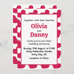 Invitación Boda de los corazones amorosos rosados