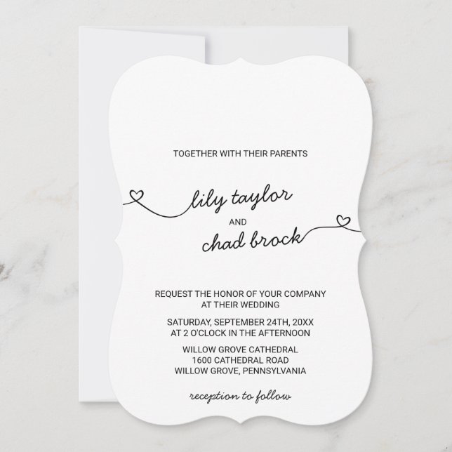 Invitación Boda de los corazones de amor (Anverso)