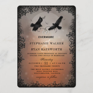 Invitación Boda de los corazones y las avenidas de Halloween