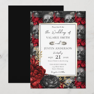 Invitación Boda de los Cránulos Florales Góticos