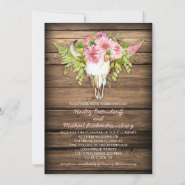 Invitación Boda de los Cuernos de Cráneo de Vacas Rosadas de 