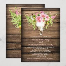 Invitación Boda de los Cuernos de Cráneo de Vacas Rosadas de