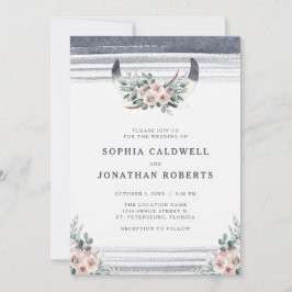 Invitación Boda de los cuernos de toro de rosas polvorientas