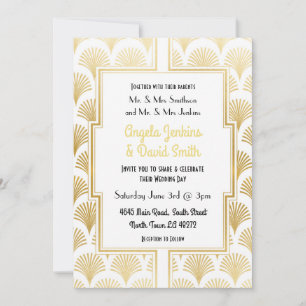 Invitación Boda de los fanáticos del arte blanco y del oro de