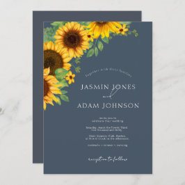 Invitación Boda de los girasoles Boho Royal Blue Opulence