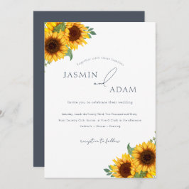 Invitación Boda de los girasoles Boho Royal Blue Opulence