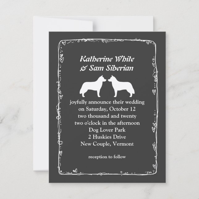 Invitación Boda de los Huskies siberianos (Anverso)