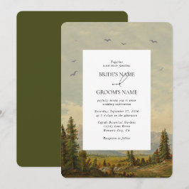 Invitación Boda de los montes de los bosques de pino acuarela