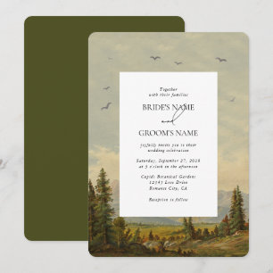 Invitación Boda de los montes de los bosques de pino acuarela