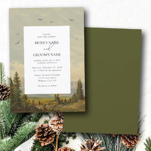 Invitación Boda de los montes de los bosques de pino acuarela