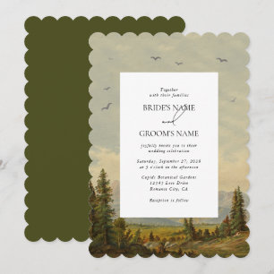 Invitación Boda de los montes de los bosques de pino acuarela