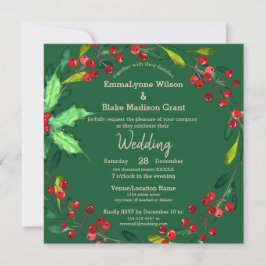 Invitación Boda de los Navidades de oro verde de las Berries