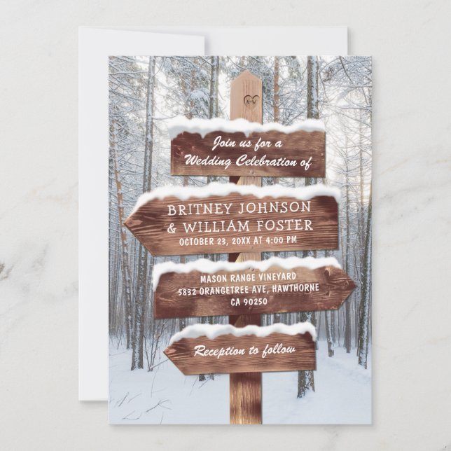 Invitación Boda de los Navidades de Winter Woodland (Anverso)